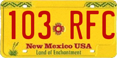 NM license plate 103RFC