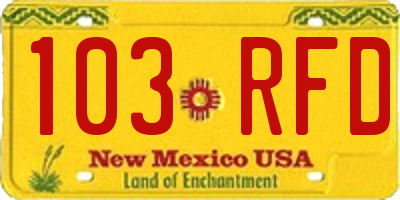 NM license plate 103RFD