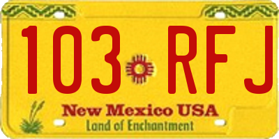 NM license plate 103RFJ