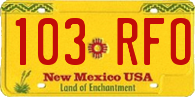 NM license plate 103RFO