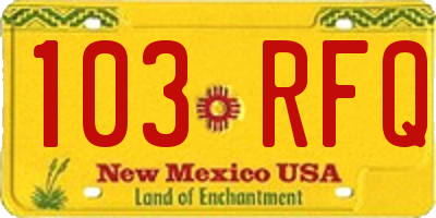 NM license plate 103RFQ