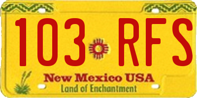 NM license plate 103RFS