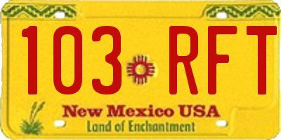 NM license plate 103RFT