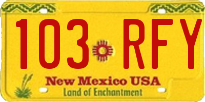 NM license plate 103RFY