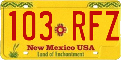 NM license plate 103RFZ