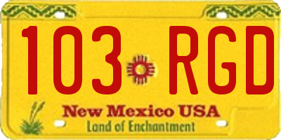 NM license plate 103RGD