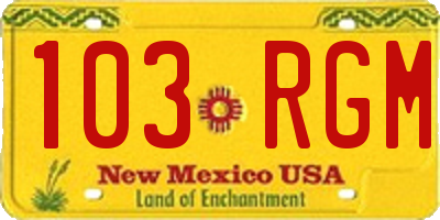 NM license plate 103RGM