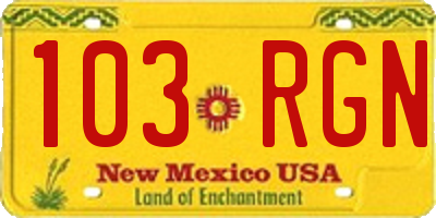 NM license plate 103RGN