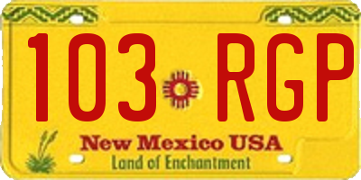 NM license plate 103RGP