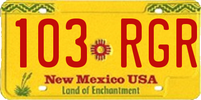 NM license plate 103RGR
