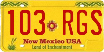 NM license plate 103RGS