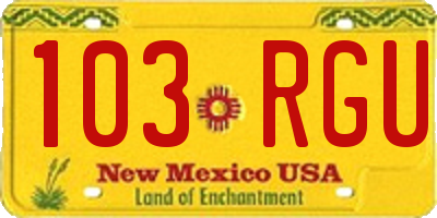 NM license plate 103RGU