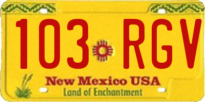 NM license plate 103RGV