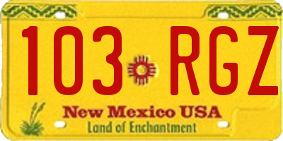 NM license plate 103RGZ