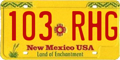 NM license plate 103RHG