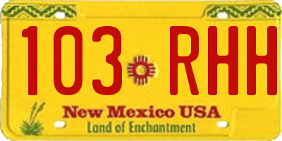 NM license plate 103RHH