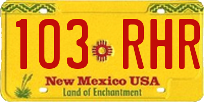 NM license plate 103RHR