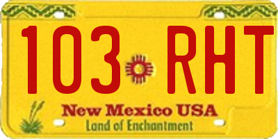 NM license plate 103RHT