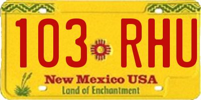 NM license plate 103RHU