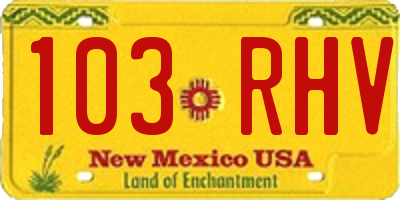 NM license plate 103RHV