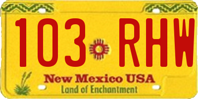 NM license plate 103RHW
