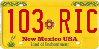NM license plate 103RIC