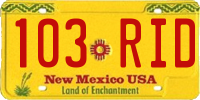 NM license plate 103RID