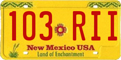 NM license plate 103RII