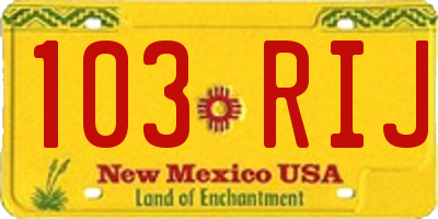 NM license plate 103RIJ