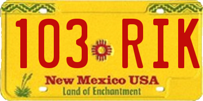 NM license plate 103RIK