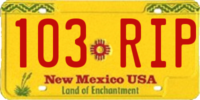 NM license plate 103RIP