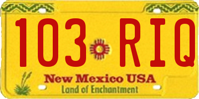 NM license plate 103RIQ