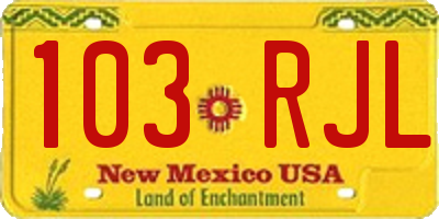 NM license plate 103RJL