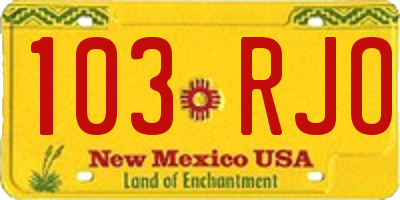 NM license plate 103RJO