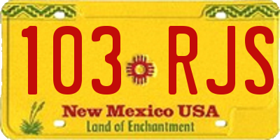 NM license plate 103RJS