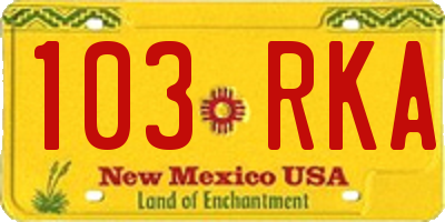 NM license plate 103RKA