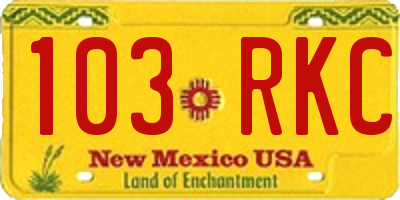 NM license plate 103RKC