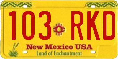 NM license plate 103RKD