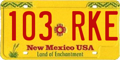 NM license plate 103RKE