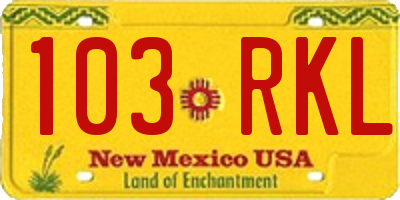 NM license plate 103RKL