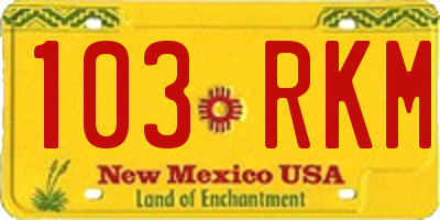 NM license plate 103RKM