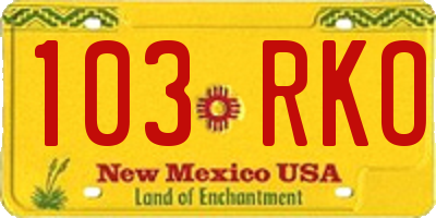 NM license plate 103RKO