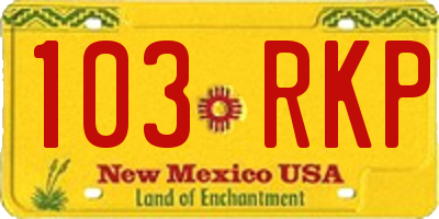 NM license plate 103RKP