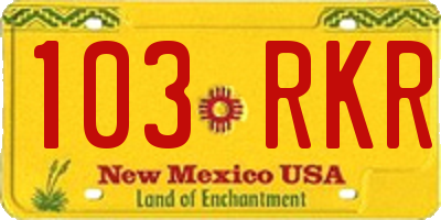 NM license plate 103RKR