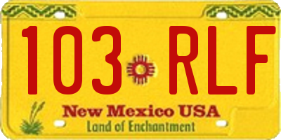 NM license plate 103RLF