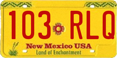 NM license plate 103RLQ