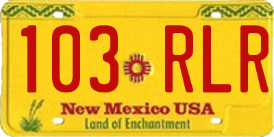 NM license plate 103RLR