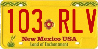 NM license plate 103RLV