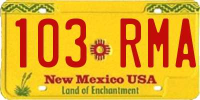 NM license plate 103RMA