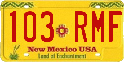 NM license plate 103RMF